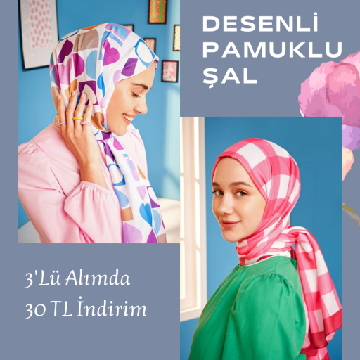 Desenli Pamuk Şal 3'lü Alımda 30 TL İndirim